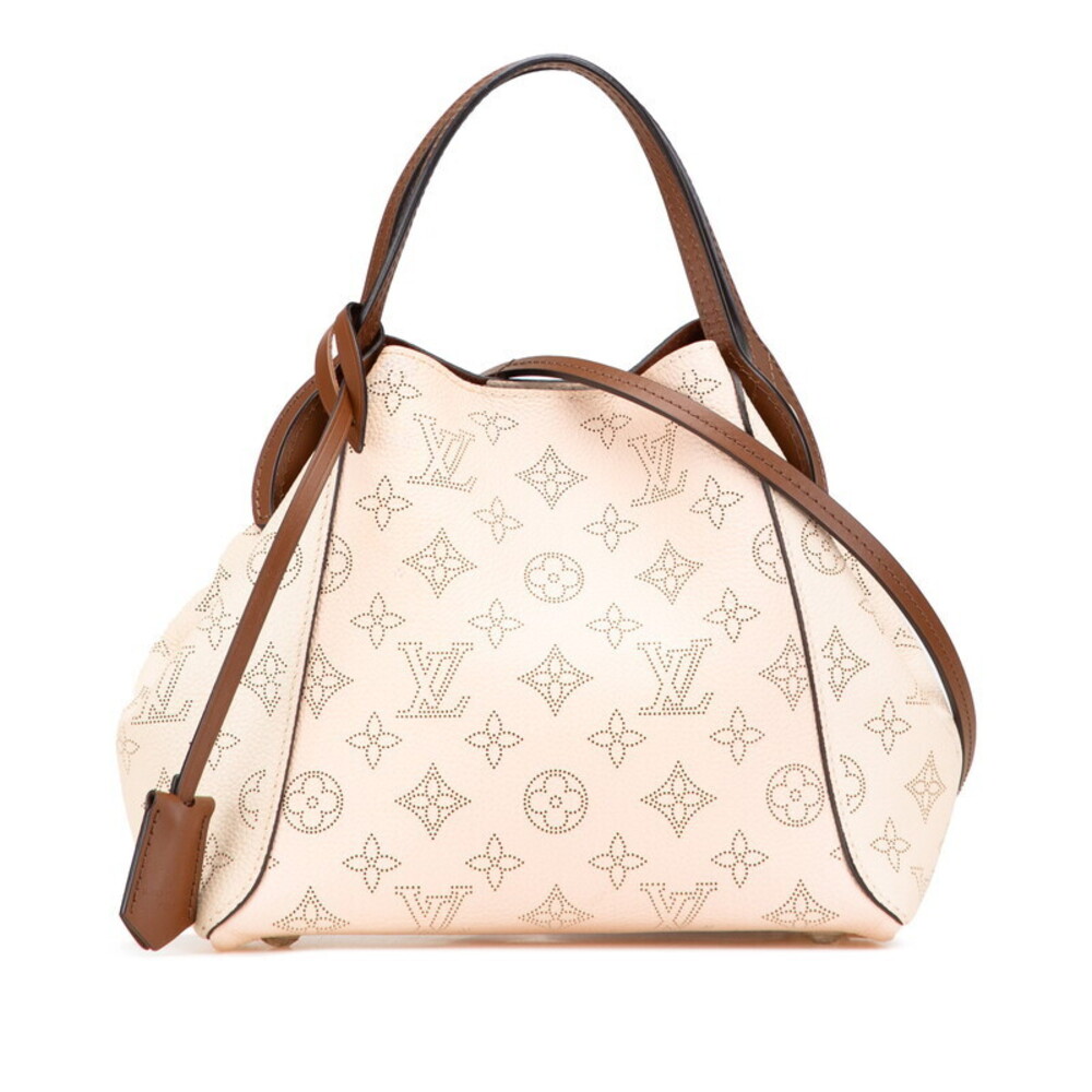 Louis Vuitton Monogram Mahina Handbag Shoulder Bag Creme Cream Beige Tan Leather